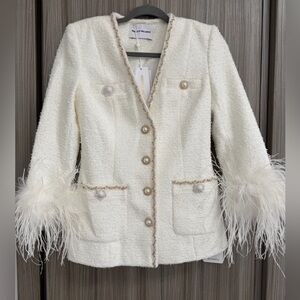 Rebecca Vallance Ivory Feather-Trim set. AUS 8, US 4